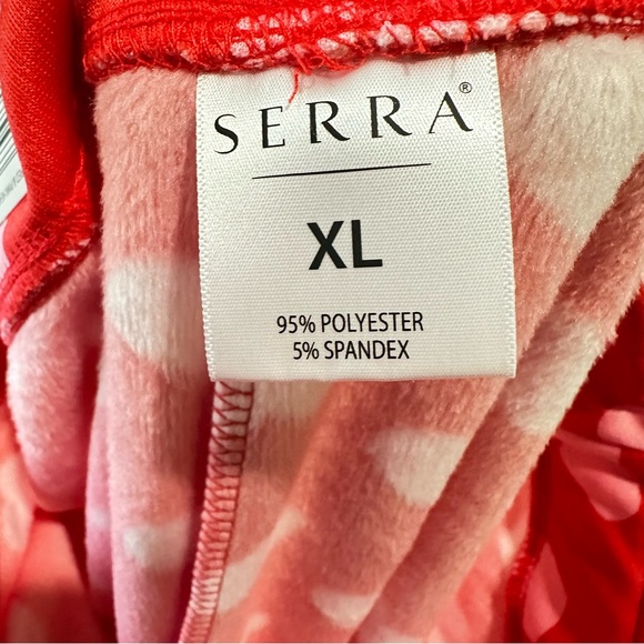 NWT Serra Fleece Lined Leggings XL Red with Pink Hearts - Picture 6 of 8